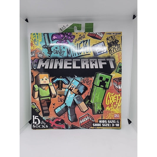 Kids Minecraft 15 Days Of Socks Size L: 3-10 NEW