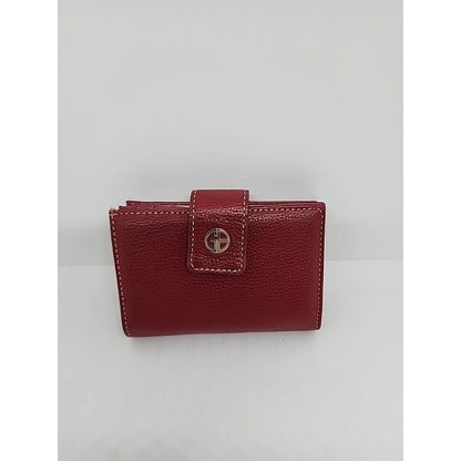 Gianni Bernin Red Leather Wallet Snap Change Silver Tone Accents 3.5" x 5.25"