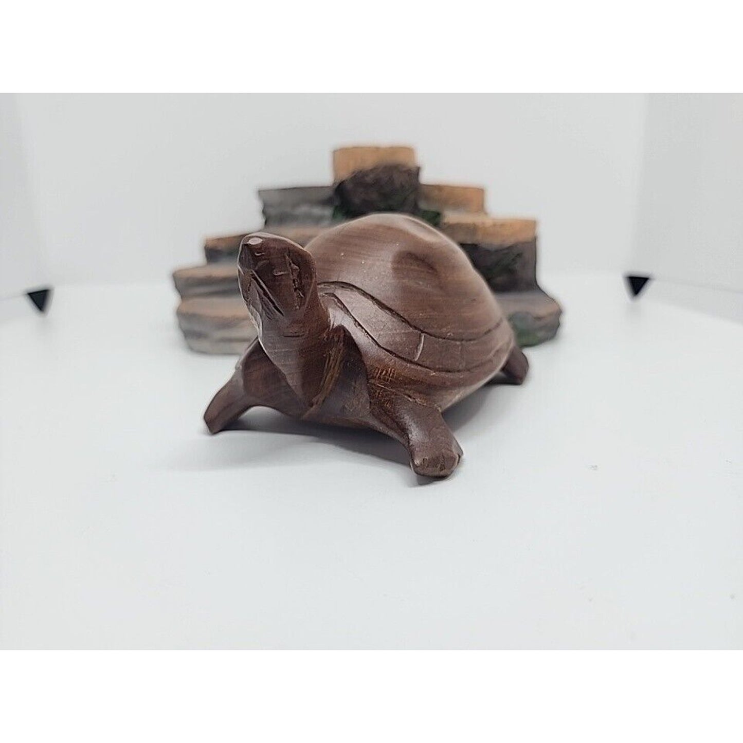 Wooden Tortoise Turtle Statue Hand Carved Sculpture Wood Decor Figurine Handmade