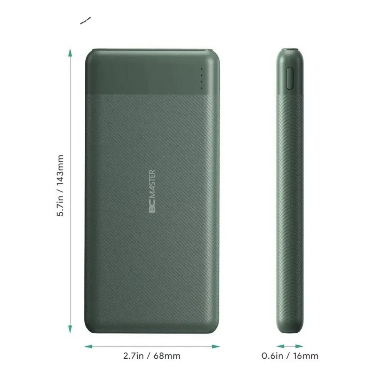 NIB BC MASTER GREEN 10000mAH POWER BANK PD 3.0 18W & QUALCOMM QUICK CHARGE 3.O