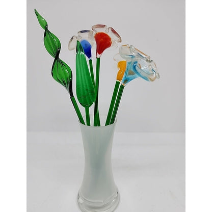 Global Village Handmade Glass I Bouquet Leaves Vase