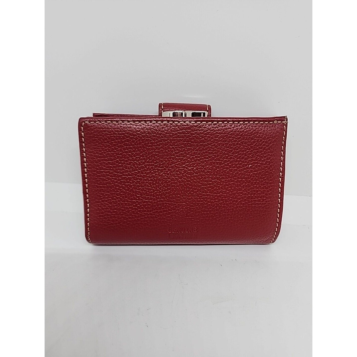 Gianni Bernin Red Leather Wallet Snap Change Silver Tone Accents 3.5" x 5.25"